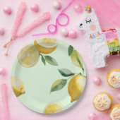 Moderne citroengele bloemscriptuur bruidssalon papieren bordje (Feest)