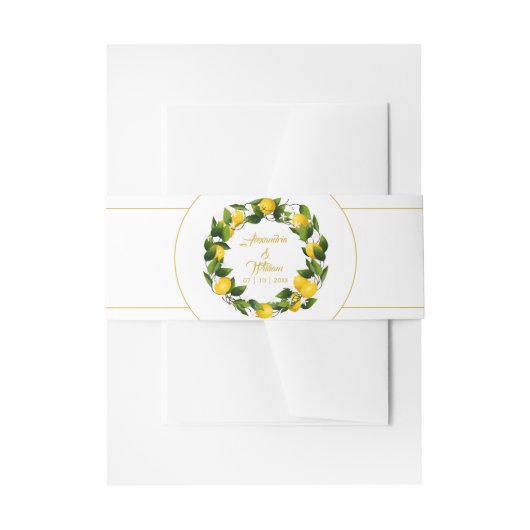 Moderne citroenkrans | Bruiloft Uitnodigingen Wikkel (Voorkant Voorbeeld)