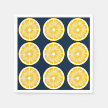 Moderne citroenschijf Navyblauw & Geel