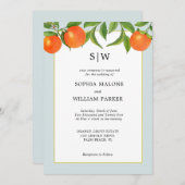 Moderne Citrus bruiloft met Initialen uitnodiging (Voorkant / Achterkant)