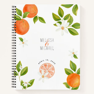 Moderne Citrus bruiloft Sinaasappels + Oranje bloe Notitieboek