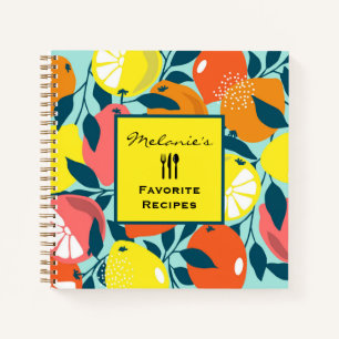 Moderne Citrus Fruit Art Gepersonaliseerd Recept Notitieboek
