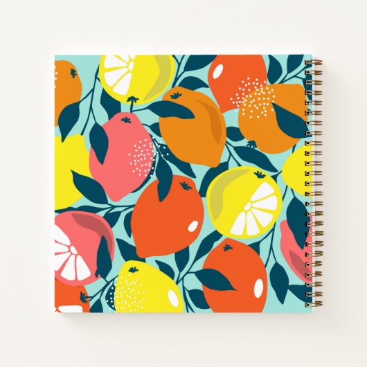 Moderne Citrus Fruit Art Gepersonaliseerd Recept Notitieboek (Achterkant)