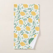 Moderne Citrus Geel Groene Bladeren Monogram Bad Handdoek (Handdoek)