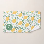 Moderne Citrus Geel Groene Bladeren Monogram Bad Handdoek (Handdoek)