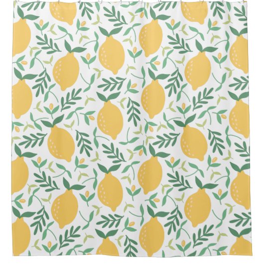 Moderne Citrus Geel Zomer Greenery Bladeren Douchegordijn (Voorkant)