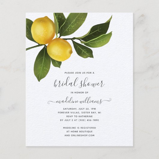 Moderne Citrus Lemon Bridal-showpapier Flyer (Voorkant)