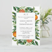 Moderne Citrus Sinaasappel loof verlovingsfeest Kaart (Staand voorkant)