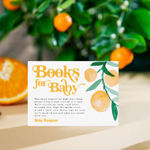 Moderne Citrus Sinaasappel Retro Boeken voor Baby  Informatiekaartje