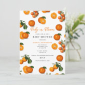 Moderne Citrus Sinaasappels Baby in Bloom Baby sho Kaart (Staand voorkant)