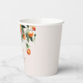 Moderne citrus sinaasappels en groen bruiloft papieren bekers (Links)