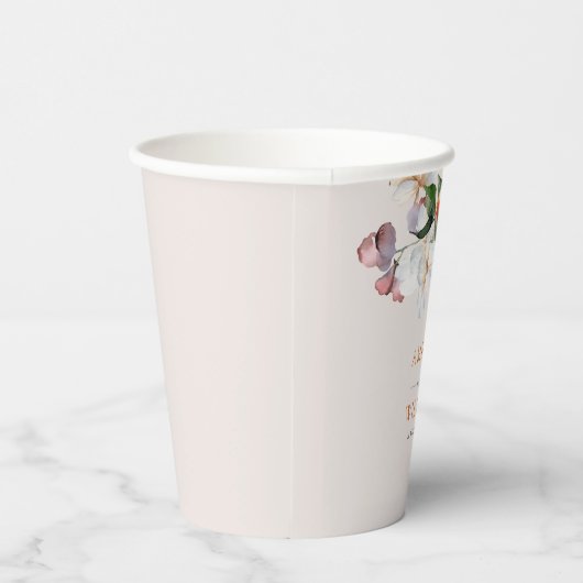 Moderne citrus sinaasappels en groen bruiloft papieren bekers (Rechts)