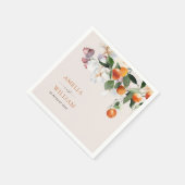 Moderne citrus sinaasappels en groen bruiloft servet (Hoek)