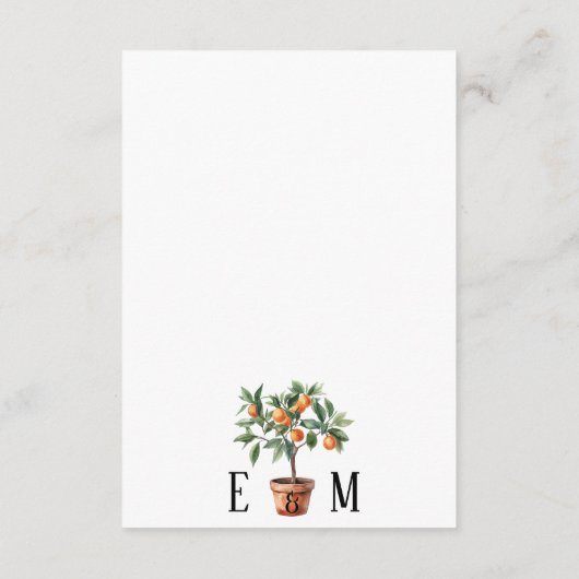 Moderne Citrus-thema bruiloft Details Kaart (Achterkant)