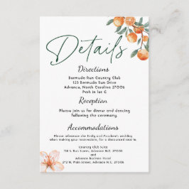 Moderne Citrus-thema bruiloft Details Kaart