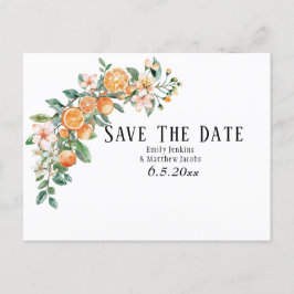 Moderne Citrus-thema bruiloft Save the Dates Aankondigingskaart