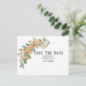 Moderne Citrus-thema bruiloft Save the Dates Aankondigingskaart (Staand voorkant)