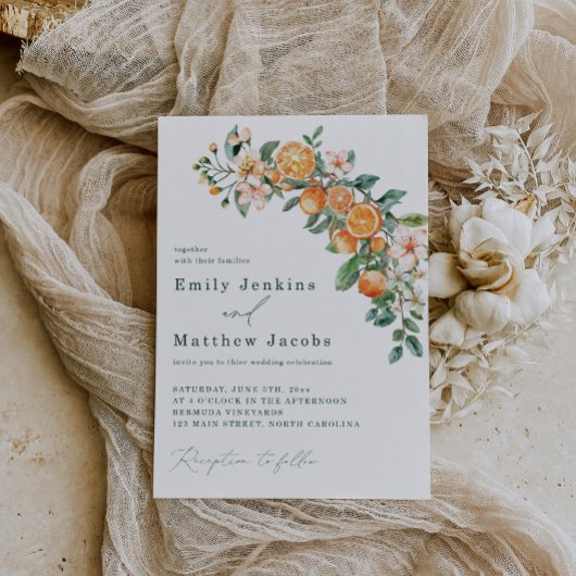Moderne Citrus-thema bruiloft uitnodigingen bewerk