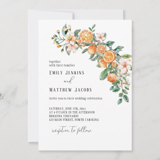 Moderne Citrus-thema bruiloft uitnodigingen bewerk (Voorkant)