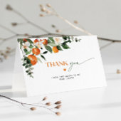 Moderne citrus thema oranje bruidsdouche bedankkaart