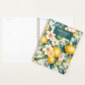 Moderne citruscitroen bloemen maandelijks en wekel planner (Display)