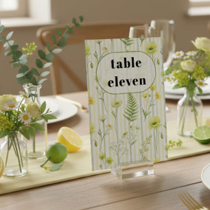 Moderne Citrusgroene Wilde Bloemen Streep Bruiloft Kaart