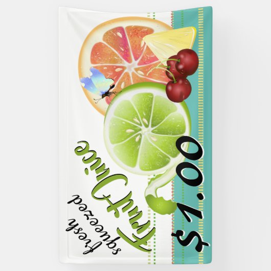 Moderne citrusvrucht limonade stand spandoek (Verticaal)