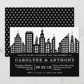Moderne Cityscape Engagement Party Kaart (Voorkant / Achterkant)