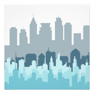 Moderne CityScapel Pixel Art – Urban Skyline Desig Foto Afdruk