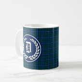 Moderne Clan Douglas Donkerblauw Tartan Monogram Koffiemok (Voorkant links)