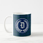Moderne Clan Douglas Donkerblauw Tartan Monogram Koffiemok (Links)