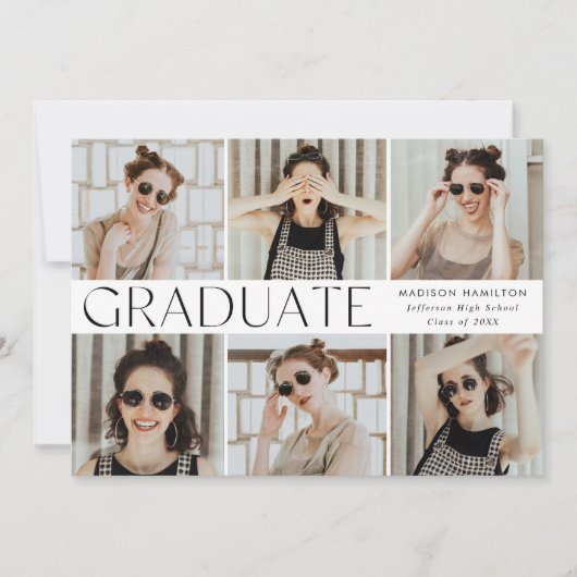 Moderne Classic 12-foto-Afstuderen Aankondiging (Voorkant)