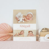 Moderne Classic 3 Foto Collage Blush Announcement Aankondiging