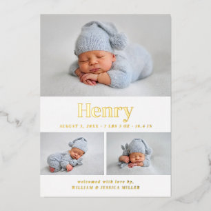 Moderne Classic 3 fotocollage Folie Uitnodiging