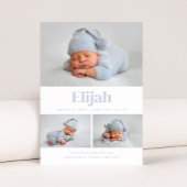 Moderne Classic 3 Photo Collage Baby Blue Aankondiging