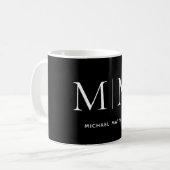 Moderne Classic Black en White Monogram Initialen Koffiemok (Voorkant links)