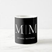 Moderne Classic Black en White Monogram Initialen Koffiemok (Center)