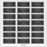 Moderne Classic Black Wedding adresetiketten Sticker<br><div class="desc">Deze moderne klassieke zwarte bruidgastadresetiketten zijn perfect voor je elegante moderne bruiloft. Dit ontwerp is voorzien van witte eenvoudige kalligrafie die op een donkere zwarte achtergrond is geplaatst om te passen aan uw klassieke bruiloft of minimalistische boho bruiloft in de lente, zomer, herfst of winter. Geef ons alstublieft de vrijheid...</div>