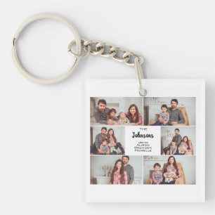 Moderne Classic Custom 6 Family Photo Collage Sleutelhanger