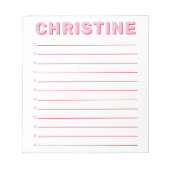 Moderne Classic Cute Pink Typographic Kinder Teach Notitieblok (Voorkant)