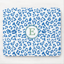 Moderne Classic Dames Blue Leopard-printmonogram