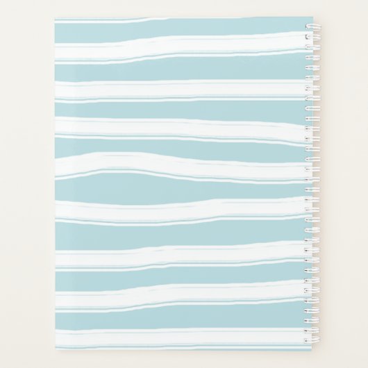Moderne Classic Monogram Mint Green Stripes Initia Planner (Achterkant)