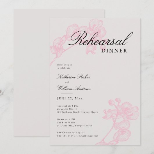 Moderne Classic Orchid Wreate 3 repesal Dinner Kaart (Voorkant / Achterkant)