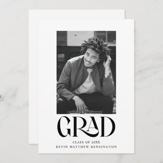 Moderne Classic Typography Afstuderen Foto Aankondiging (Voorkant / Achterkant)