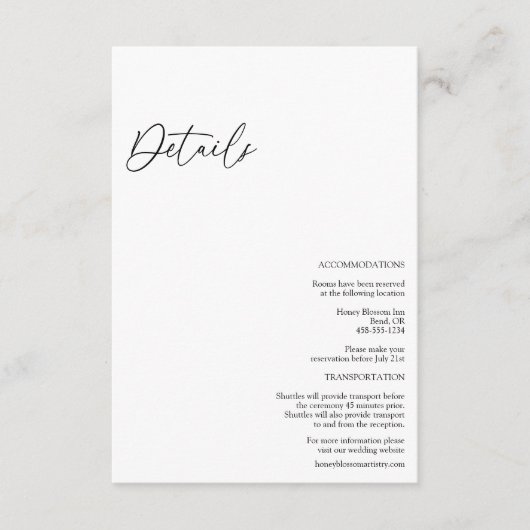 Moderne Classic Wedding Details Enclosure Kaart (Voorkant)