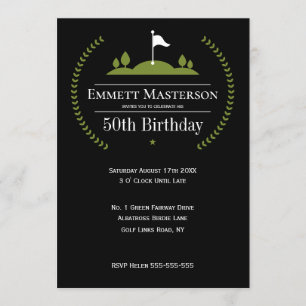 Moderne Classy 50th Birthday Golfer Birthday Party Kaart