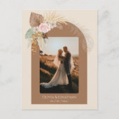Moderne Classy Boho Rustiek Beige Bruin Bruiloft Briefkaart (Voorkant)
