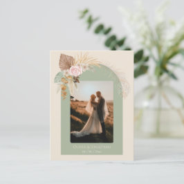 Moderne Classy Boho Rustiek Beige Mint Bruiloft Briefkaart