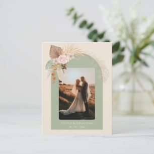 Moderne Classy Boho Rustiek Beige Mint Bruiloft Briefkaart