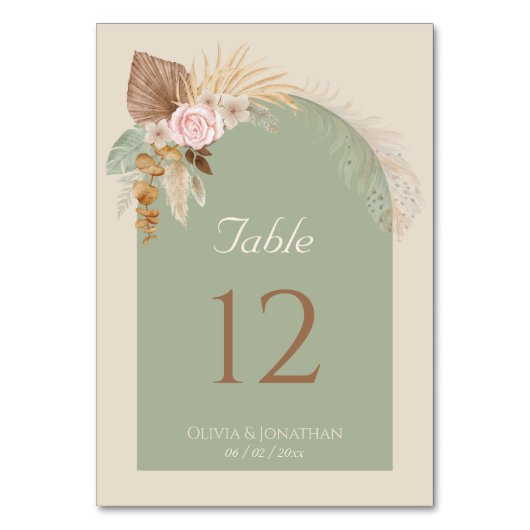 Moderne Classy Boho Rustiek Beige Mint Bruiloft Kaart (Achterkant)